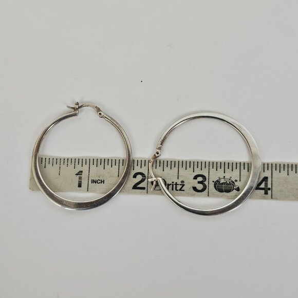 Sterling Silver 925 Hoop Earrings 1 1/4" w x 1 13/16" l 9.04 Grams Not Scrap - Picture 4 of 7